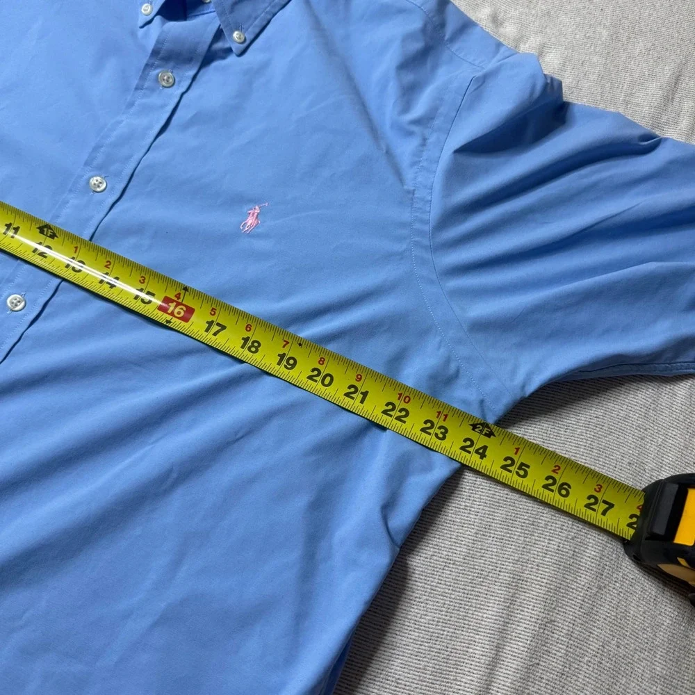 Ralph Lauren Button Down Shirt Mens XL Blue Classic Fit Performance Pink Pony